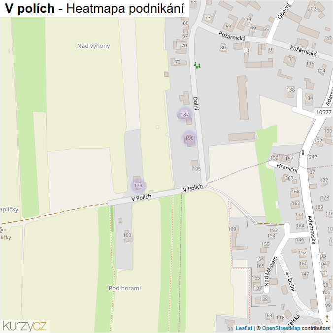 Mapa V polích - Firmy v ulici.