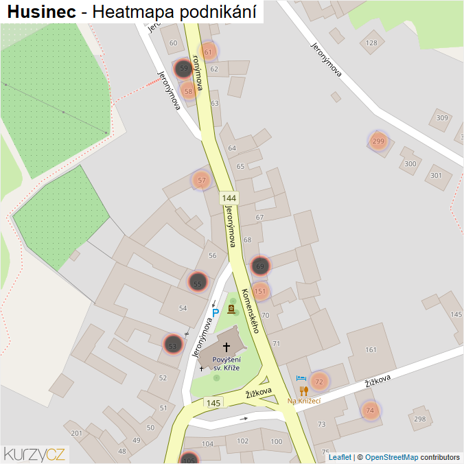 Mapa Husinec - Firmy v obci.