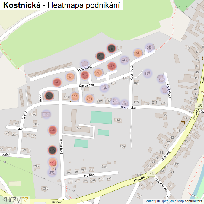 Mapa Kostnická - Firmy v ulici.