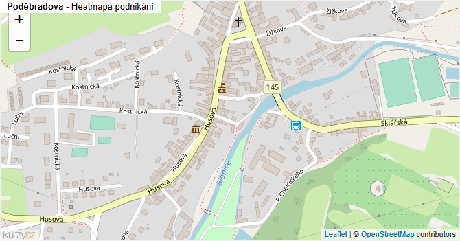 Poděbradova - mapa podnikání