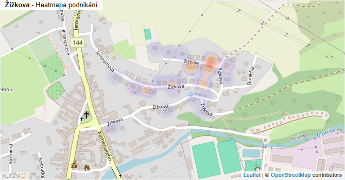 Žižkova - mapa podnikání