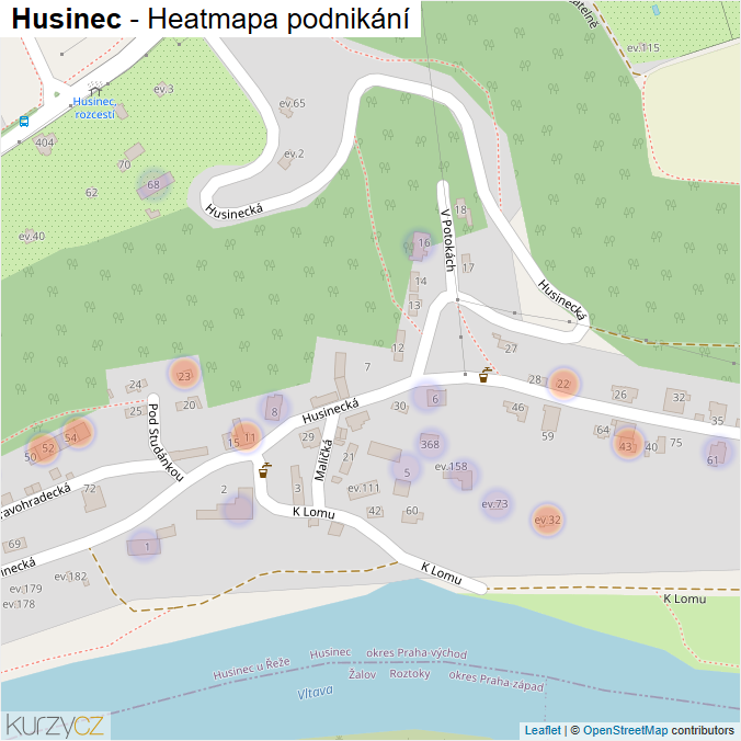 Mapa Husinec - Firmy v obci.