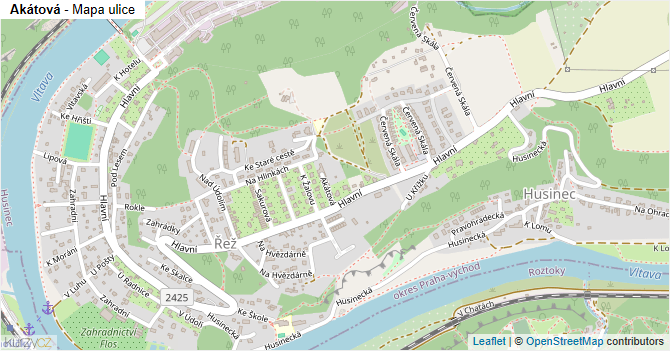 Akátová - mapa ulice
