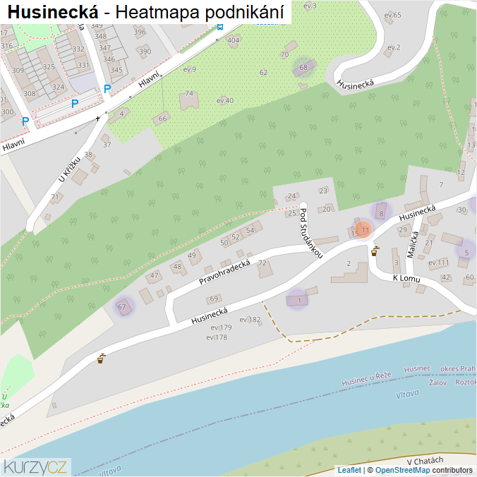 Mapa Husinecká - Firmy v ulici.