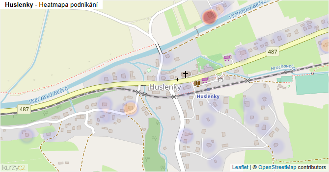 Huslenky - mapa podnikání