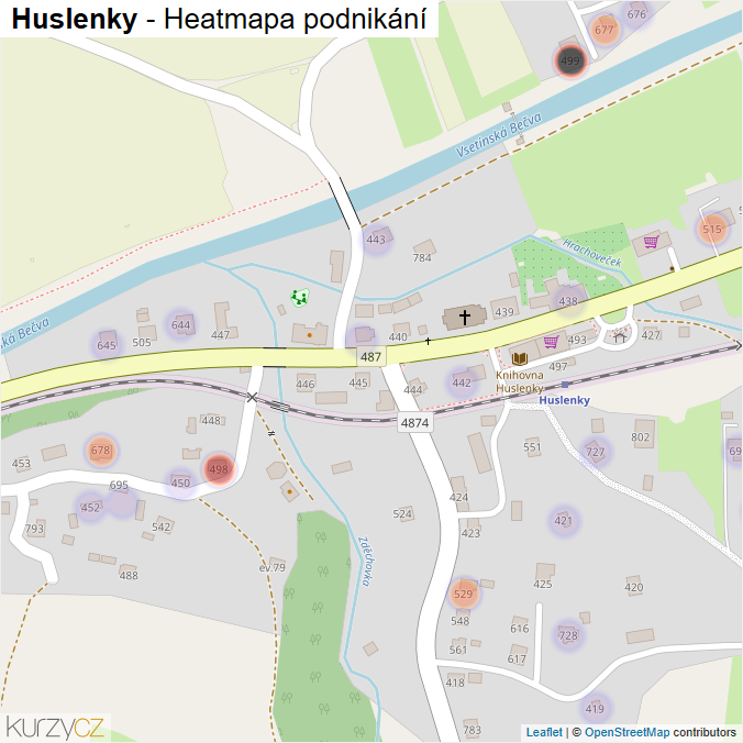 Mapa Huslenky - Firmy v obci.