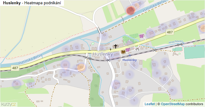 Huslenky - mapa podnikání