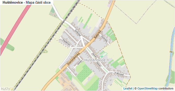 Huštěnovice - mapa části obce