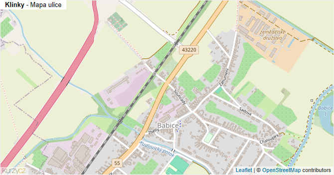 Klínky - mapa ulice