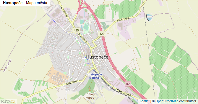 Hustopeče - mapa města