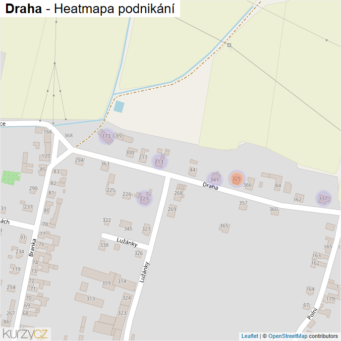 Mapa Draha - Firmy v ulici.