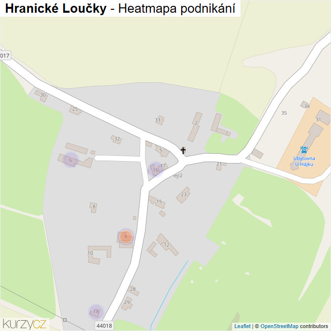 Mapa Hranické Loučky - Firmy v části obce.