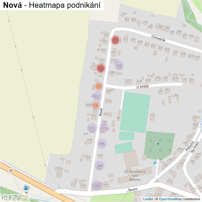Mapa Nová - Firmy v ulici.