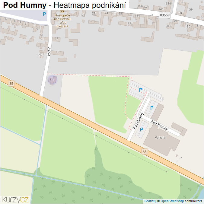 Mapa Pod Humny - Firmy v ulici.