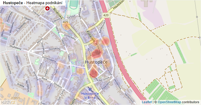 Hustopeče - mapa podnikání