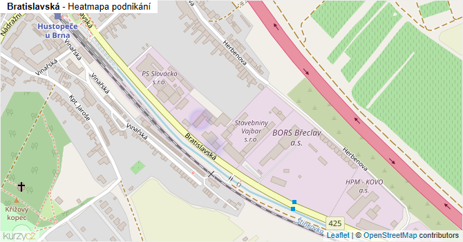 Bratislavská - mapa podnikání