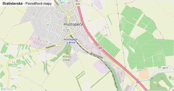 Bratislavská - záplavové mapy stoleté vody