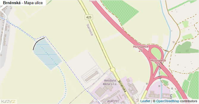 Brněnská - mapa ulice