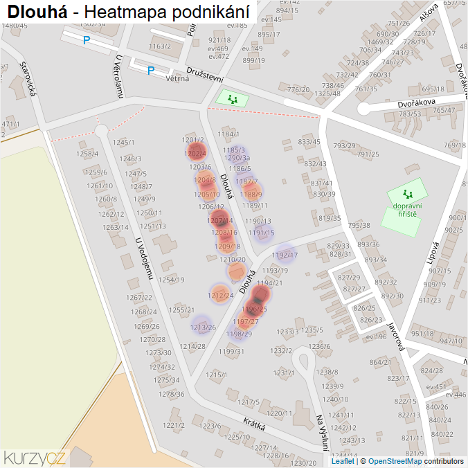 Mapa Dlouhá - Firmy v ulici.
