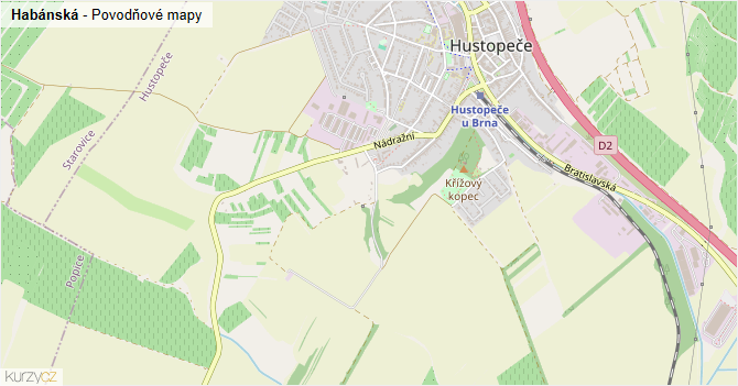 Habánská - záplavové mapy stoleté vody