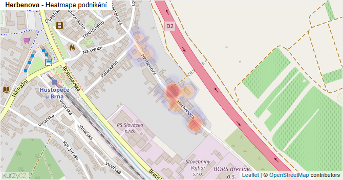 Herbenova - mapa podnikání