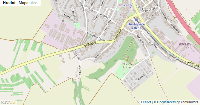 Hradní - mapa ulice