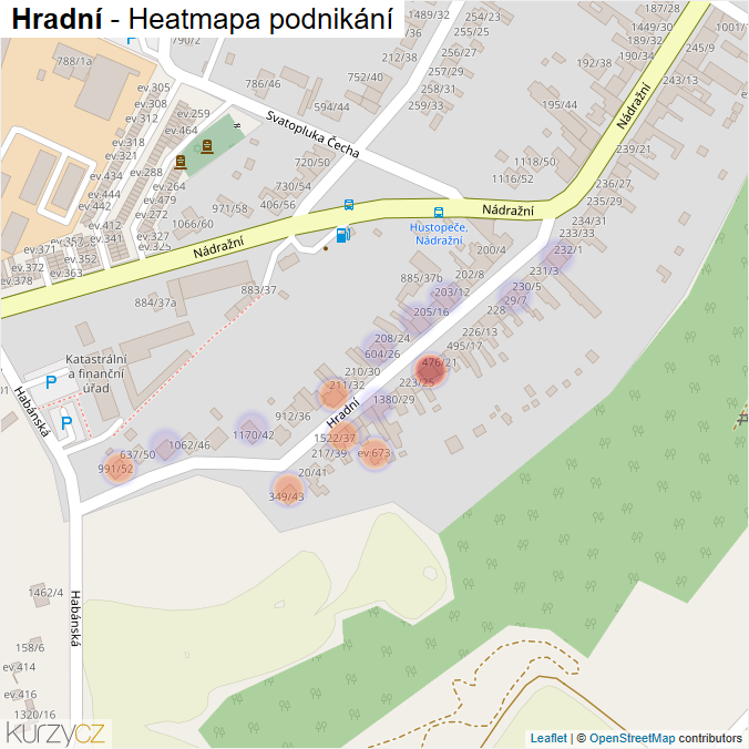 Mapa Hradní - Firmy v ulici.
