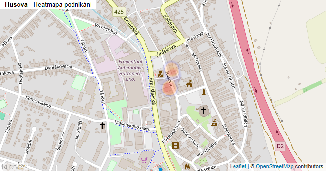 Husova - mapa podnikání