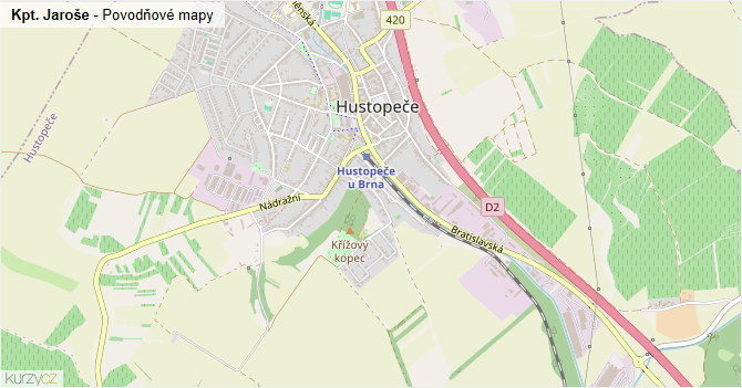 Kpt. Jaroše - záplavové mapy stoleté vody