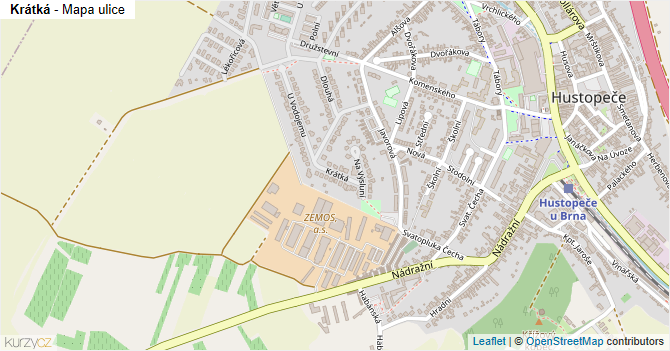 Krátká - mapa ulice