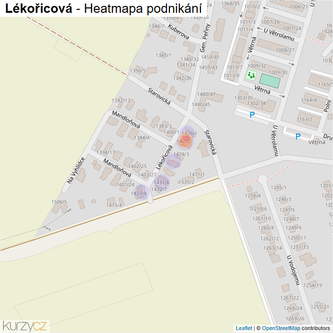Mapa Lékořicová - Firmy v ulici.