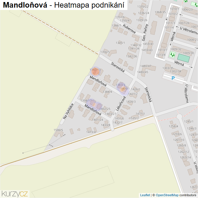 Mapa Mandloňová - Firmy v ulici.