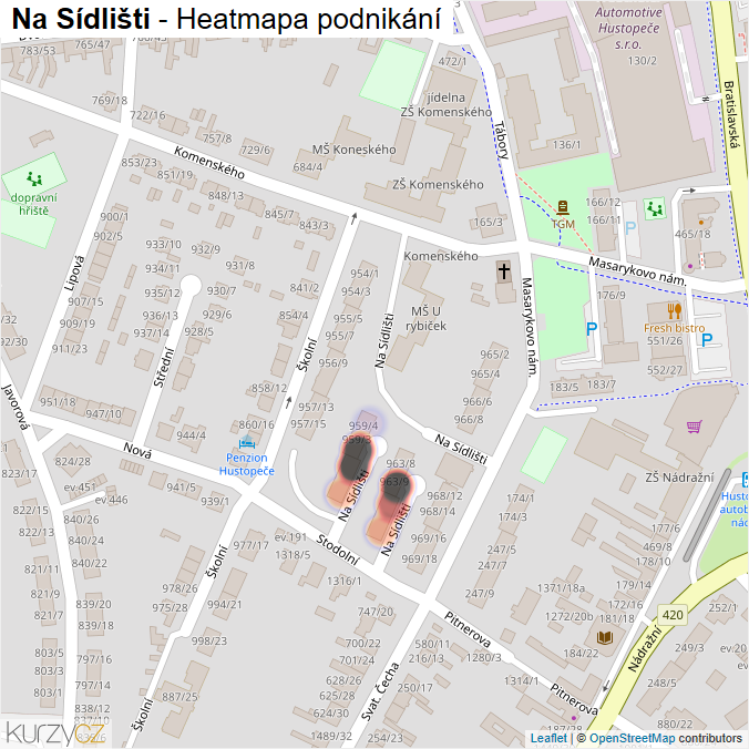 Mapa Na Sídlišti - Firmy v ulici.