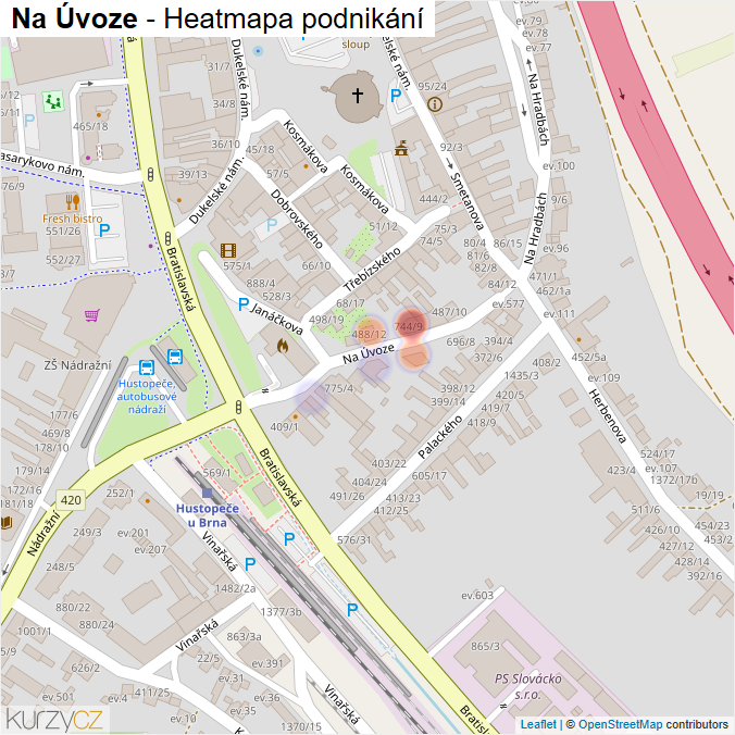 Mapa Na Úvoze - Firmy v ulici.