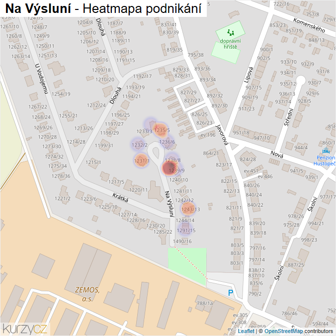 Mapa Na Výsluní - Firmy v ulici.