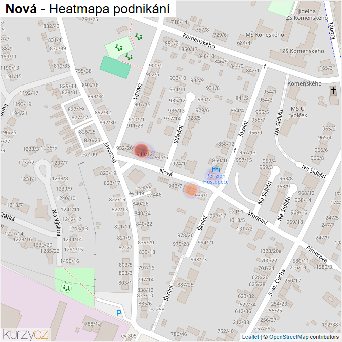 Mapa Nová - Firmy v ulici.