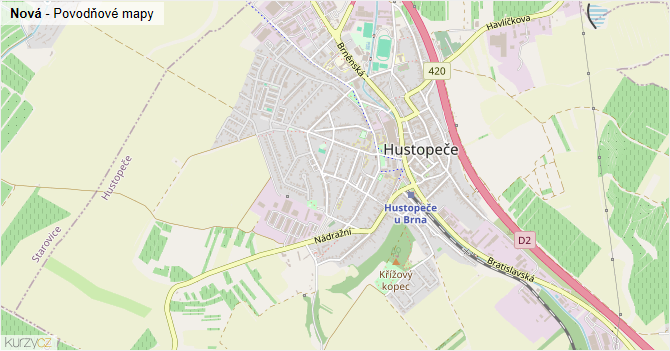 Nová - záplavové mapy stoleté vody