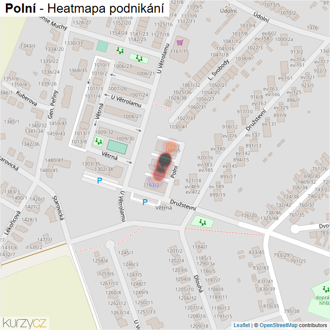 Mapa Polní - Firmy v ulici.