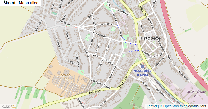Školní - mapa ulice