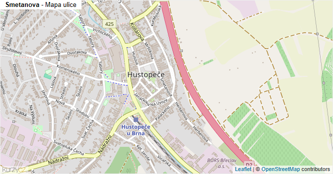 Smetanova - mapa ulice