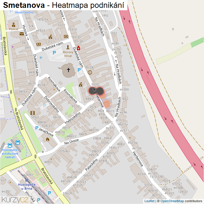 Mapa Smetanova - Firmy v ulici.