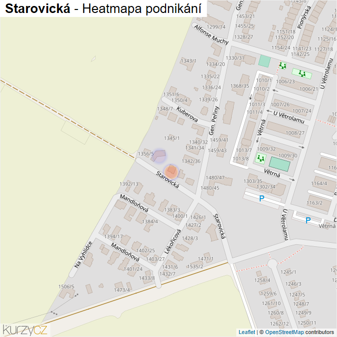 Mapa Starovická - Firmy v ulici.