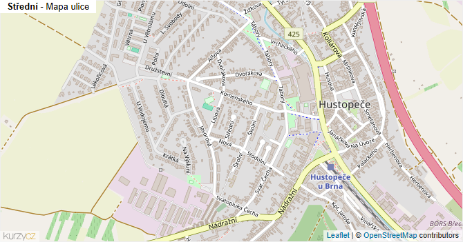 Střední - mapa ulice