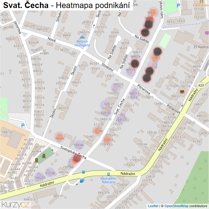 Mapa Svat. Čecha - Firmy v ulici.