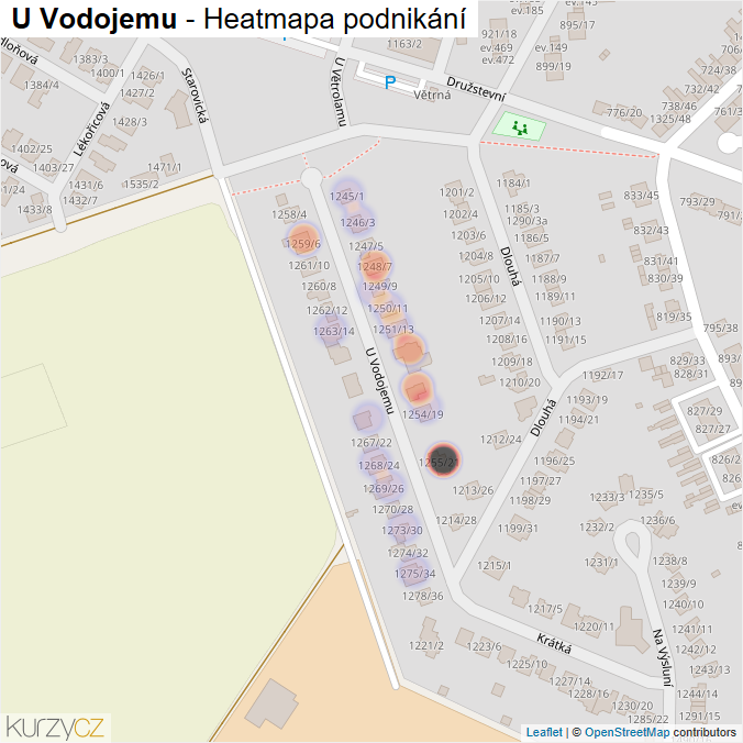 Mapa U Vodojemu - Firmy v ulici.