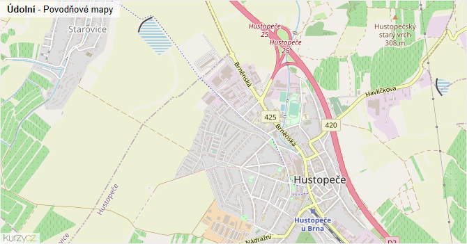 Údolní - záplavové mapy stoleté vody