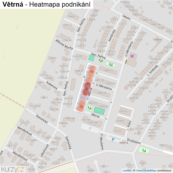 Mapa Větrná - Firmy v ulici.