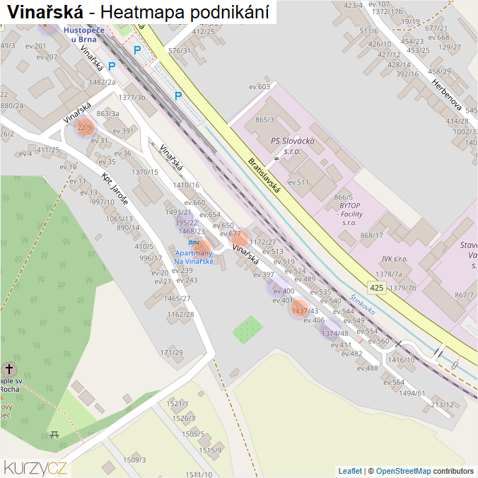 Mapa Vinařská - Firmy v ulici.