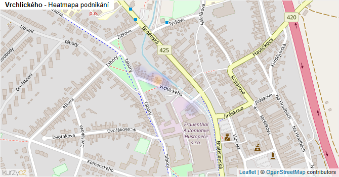 Vrchlického - mapa podnikání