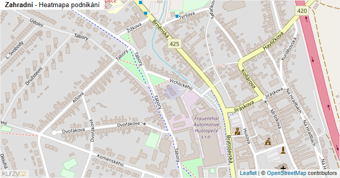 Zahradní - mapa podnikání